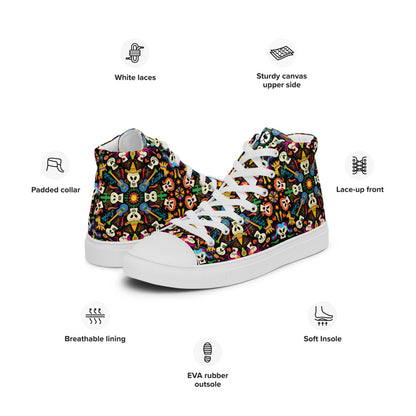 Day of the dead Mexican holiday Women’s high top canvas shoes. Product specifications