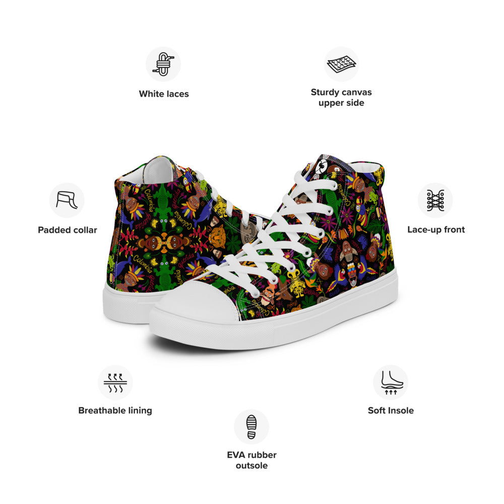 Colombia, the charm of a magical country Women’s high top canvas shoes. Product specifications