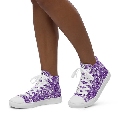 Fabulous blue critters doodle art Women’s high top canvas shoes. Lifestyle