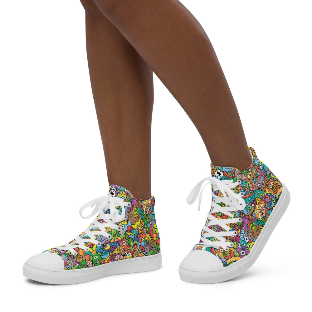 Cheerful crowd enjoying a lively carnival Women’s high top canvas shoes. Lifestyle