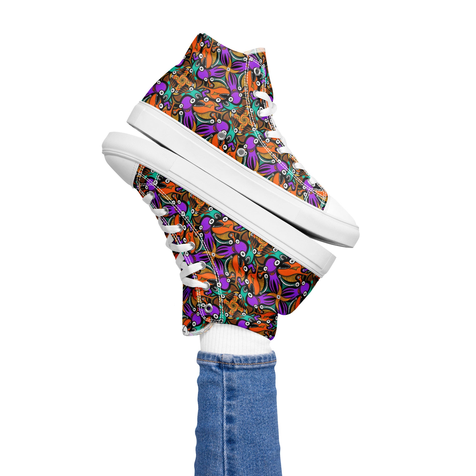 Mesmerizing creatures straight from the deep ocean Women’s high top canvas shoes. Lifestyle