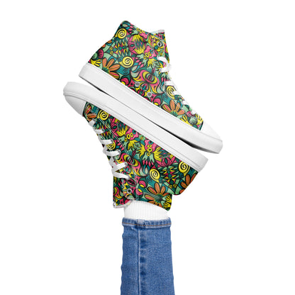 Exploring Jungle Oddities: Inspiration from the Fascinating Wildflowers of the Tropics. Women’s high top canvas shoes. Lifestyle