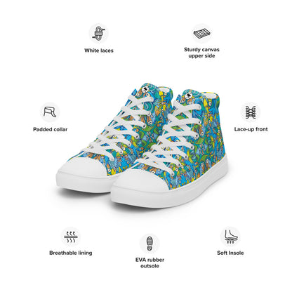 Exotic birds tropical pattern Women’s high top canvas shoes. Specifications