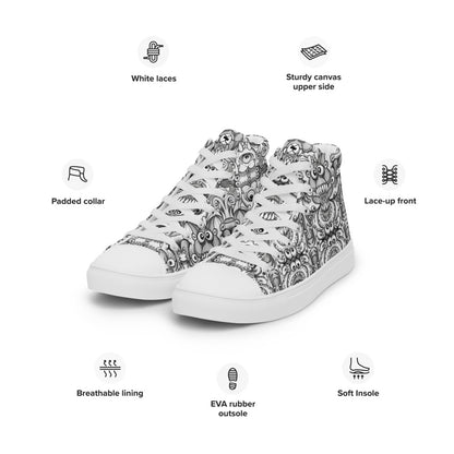 Official pic of the monsters annual convention Women’s high top canvas shoes. Specifications