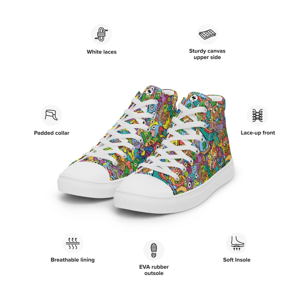 Cheerful crowd enjoying a lively carnival Women’s high top canvas shoes. Specifications