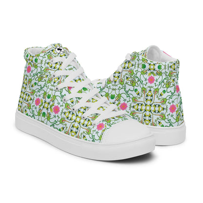 Funny frogs hunting flies Women’s high top canvas shoes. Overview