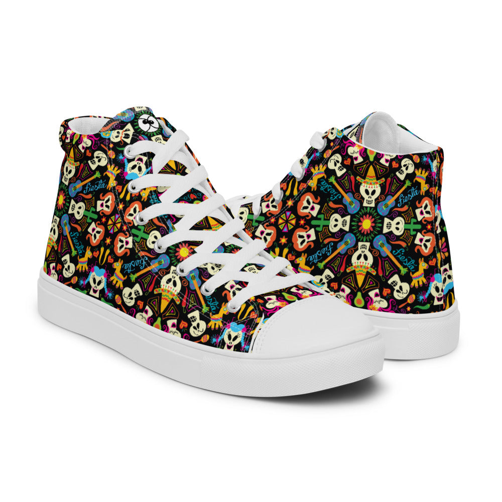 Day of the dead Mexican holiday Women’s high top canvas shoes. Overview