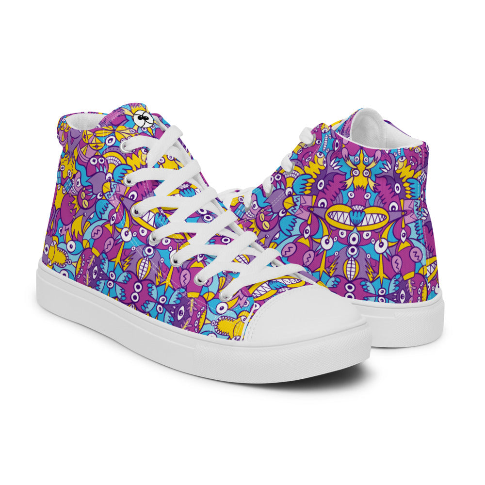 Doodle art compulsion is out of control Women’s high top canvas shoes. Overview