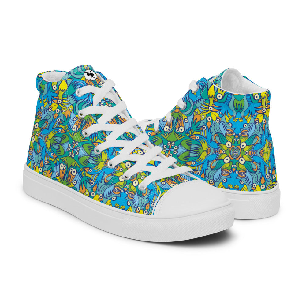 Exotic birds tropical pattern Women’s high top canvas shoes. Overview