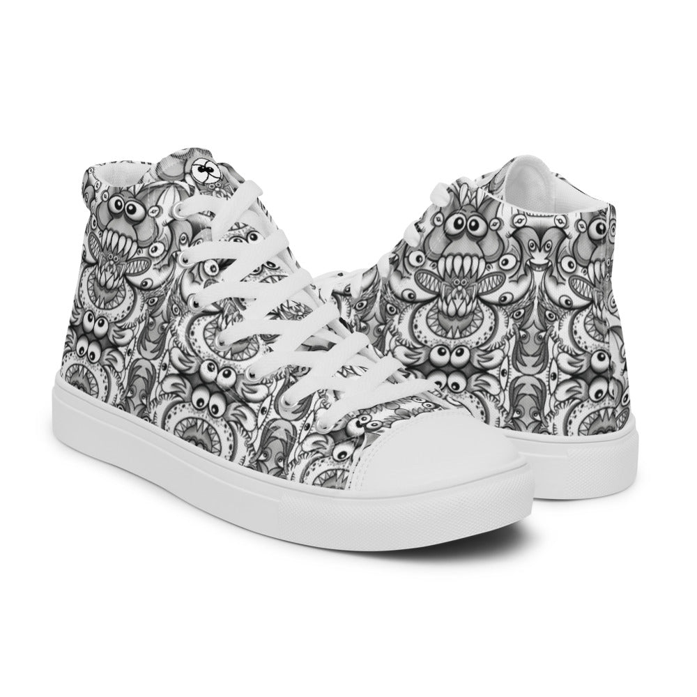 Official pic of the monsters annual convention Women’s high top canvas shoes. Overview