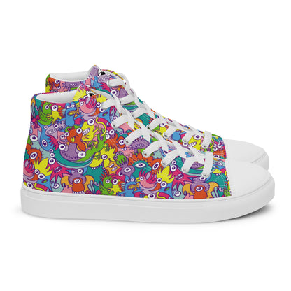 Doodle art street parade Women’s high top canvas shoes. Side view