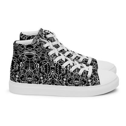 The powerful dark side of the Doodle world Women’s high top canvas shoes. Side view