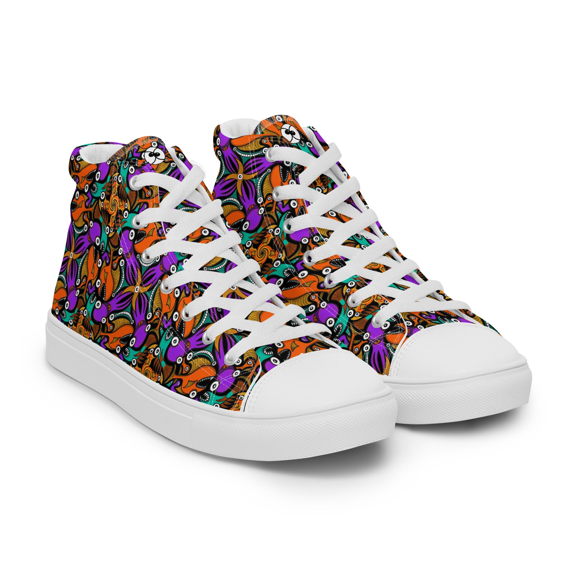 Mesmerizing creatures straight from the deep ocean Women’s high top canvas shoes. Overview