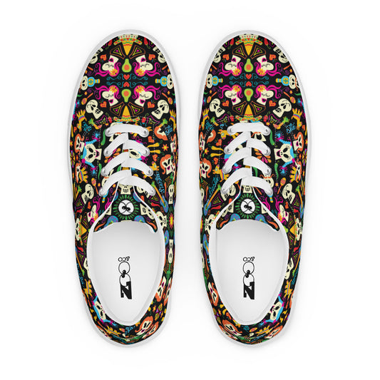 Day of the dead Mexican holiday Women’s lace-up canvas shoes. Top view