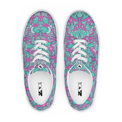 Sea creatures from an alien world Women’s lace-up canvas shoes. Top view