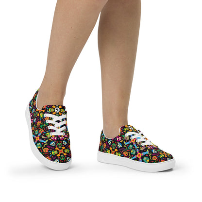 Mexican wrestling colorful party Women’s lace-up canvas shoes. Lifestyle