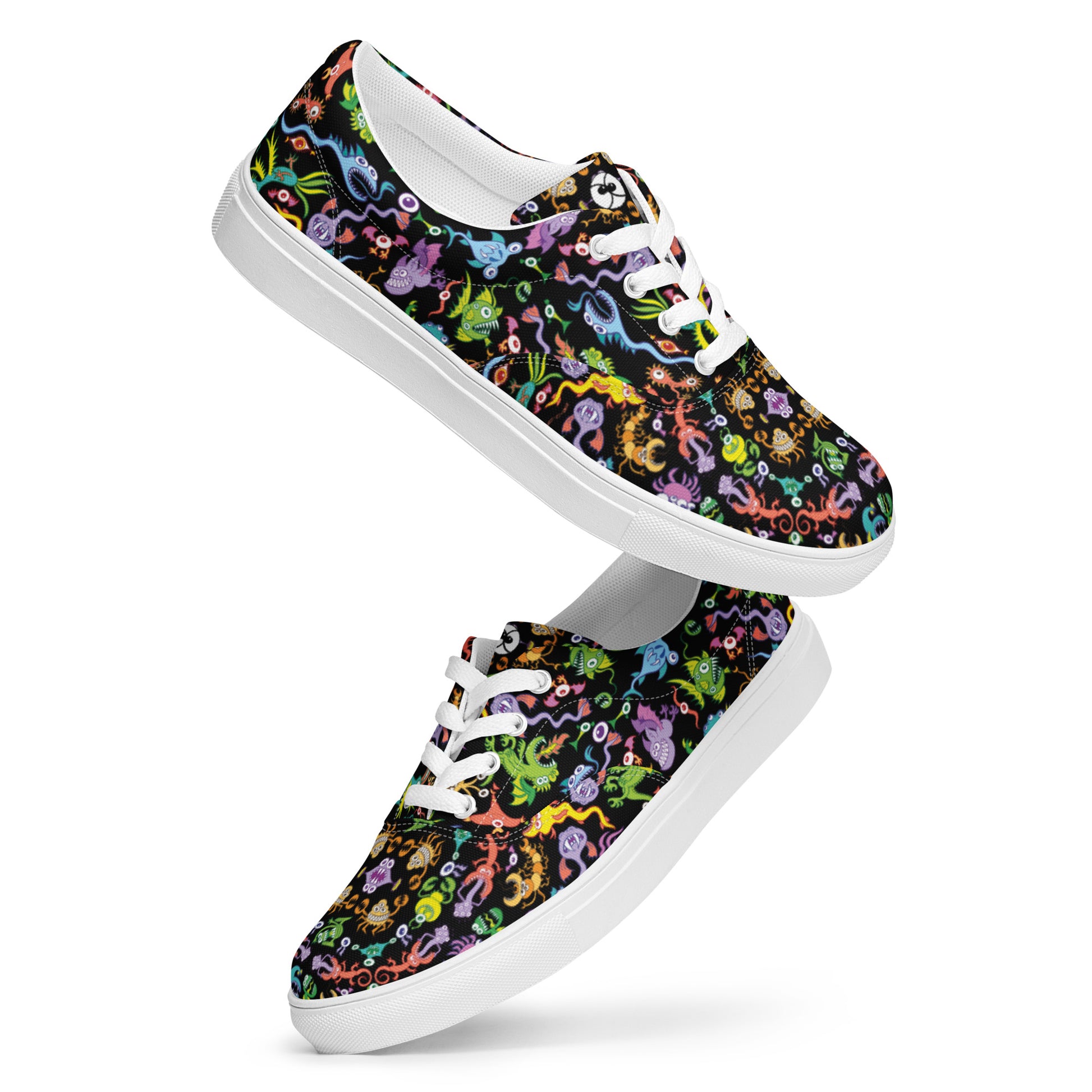 Ocean critters mandala pattern Women’s lace-up canvas shoes. Playing with shoes
