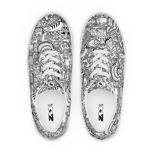 Fill your world with cool doodles Women’s lace-up canvas shoes. Top view