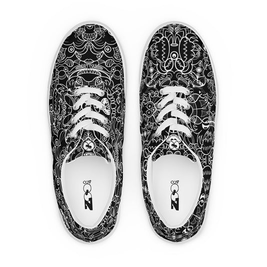 The powerful dark side of the Doodle world Women’s lace-up canvas shoes. Top view