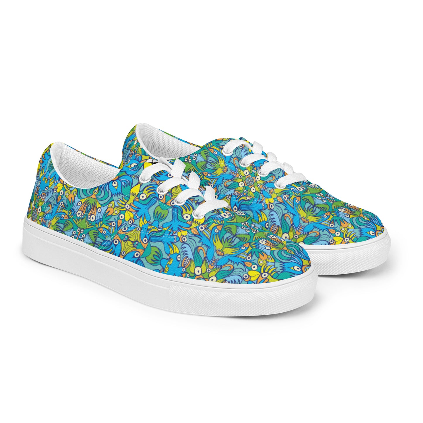 Exotic birds tropical pattern Women’s lace-up canvas shoes. Overview