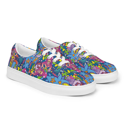 Surfing is a true extreme sport Women’s lace-up canvas shoes. Overview
