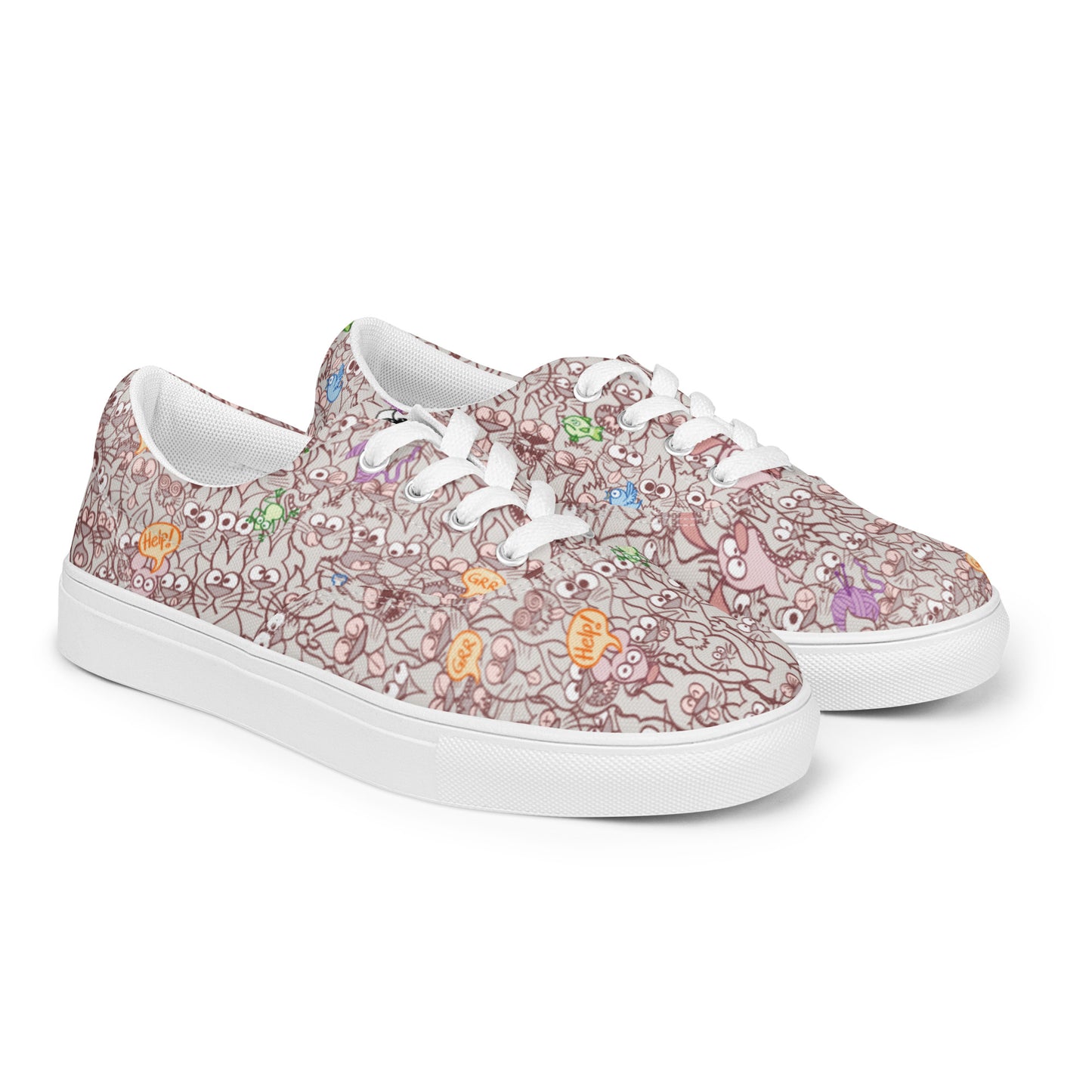Exclusive design only for real cat lovers Women’s lace-up canvas shoes. Overview