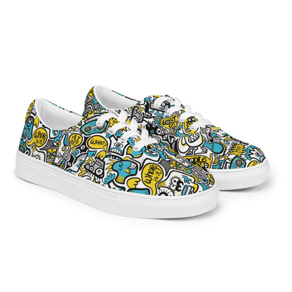Discover a whole Doodle world buzzing in Lost city Women’s lace-up canvas shoes. Overview