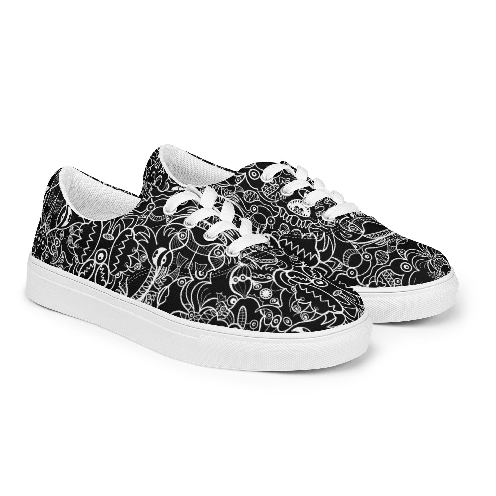 The powerful dark side of the Doodle world Women’s lace-up canvas shoes. Overview