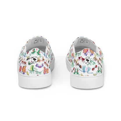 Cool insects madly in love Women’s slip-on canvas shoes. Back view