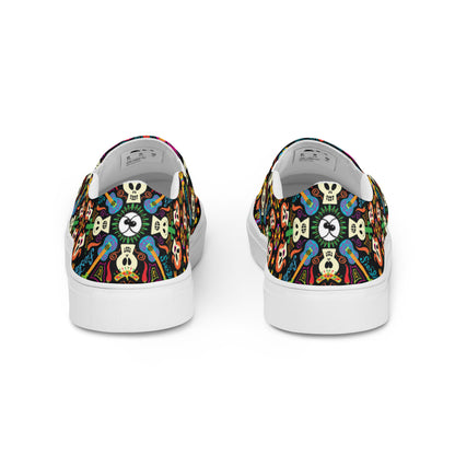 Day of the dead Mexican holiday Women’s slip-on canvas shoes. Back view