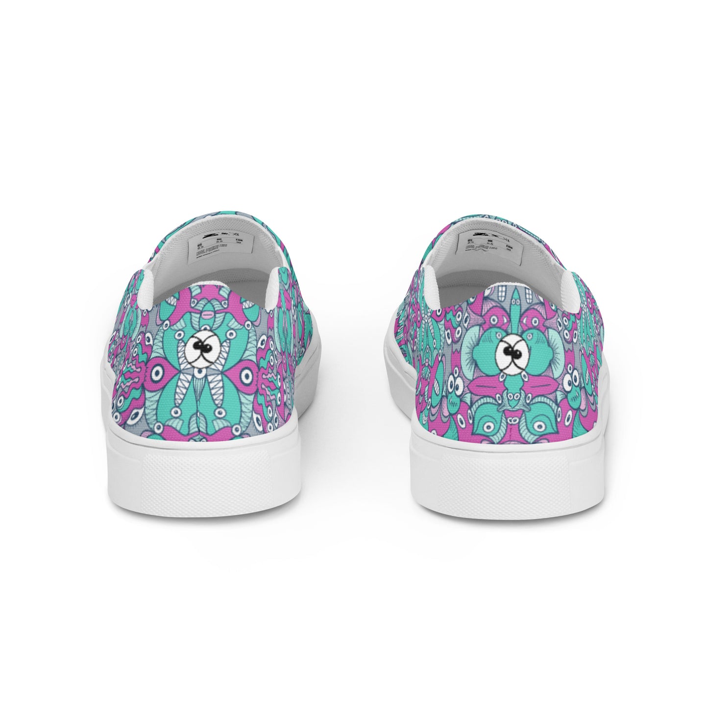 Sea creatures from an alien world Women’s slip-on canvas shoes. Back view