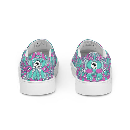 Sea creatures from an alien world Women’s slip-on canvas shoes. Back view