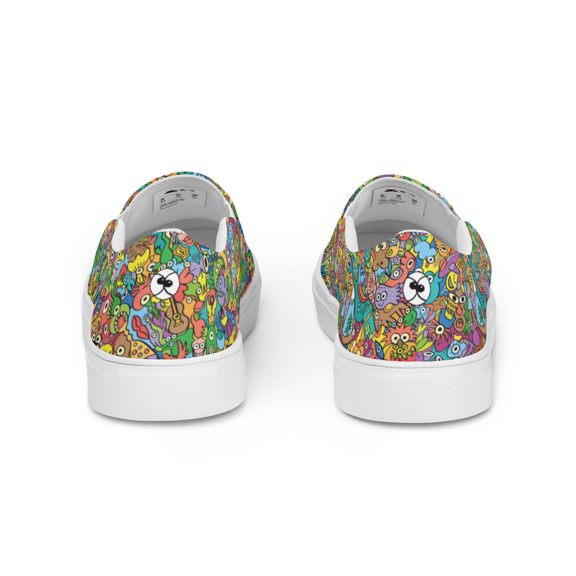 Cheerful crowd enjoying a lively carnival Women’s slip-on canvas shoes. Back view