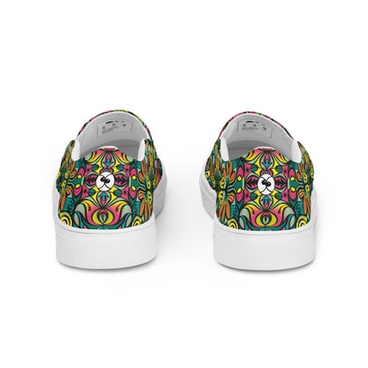 Exploring Jungle Oddities: Inspiration from the Fascinating Wildflowers of the Tropics. Women’s slip-on canvas shoes. Back view