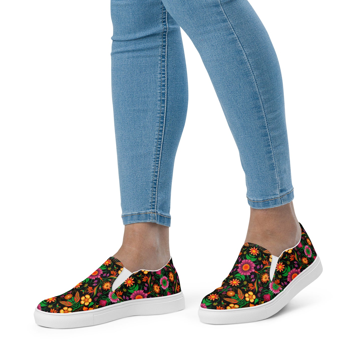 Wild flowers in a luxuriant jungle Women’s slip-on canvas shoes. Lifestyle