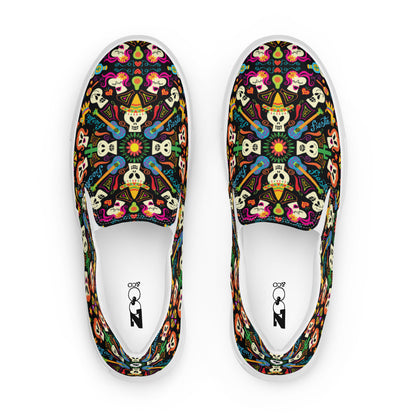 Day of the dead Mexican holiday Women’s slip-on canvas shoes. Top view