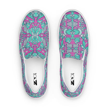 Sea creatures from an alien world Women’s slip-on canvas shoes. Top view