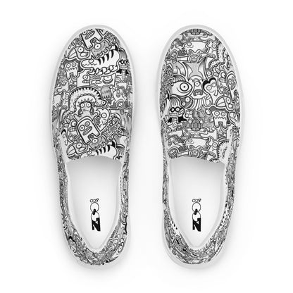 Fill your world with cool doodles Women’s slip-on canvas shoes. Top view