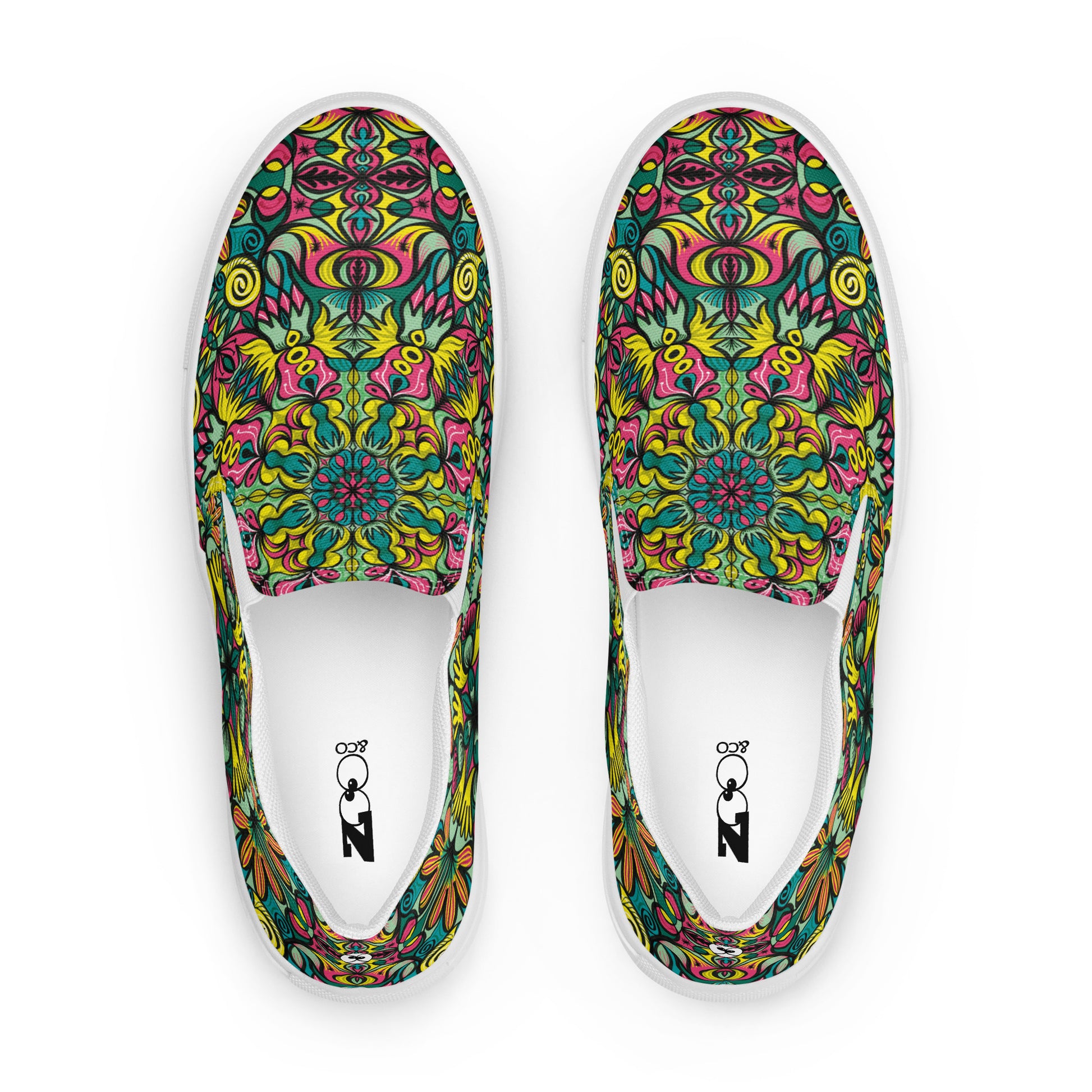 Exploring Jungle Oddities: Inspiration from the Fascinating Wildflowers of the Tropics. Women’s slip-on canvas shoes. Top view