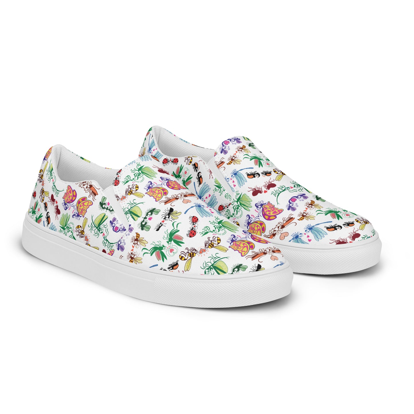 Cool insects madly in love Women’s slip-on canvas shoes. Overview