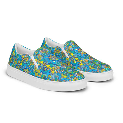 Exotic birds tropical pattern Women’s slip-on canvas shoes. Overview